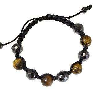 Tiger Eye Hematite Adjustable Bracelet